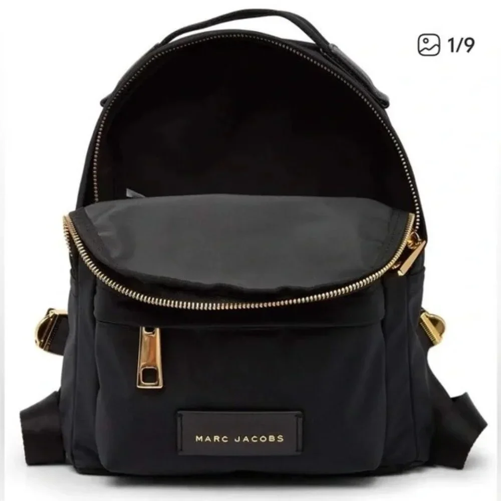 Marc Jacobs Nylon Varsity Small Backpack in Black with gold hardware - Picture 4 of 5